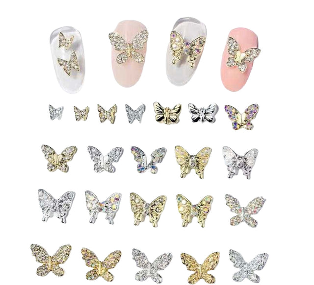 Butterfly Nail Charms 22pc